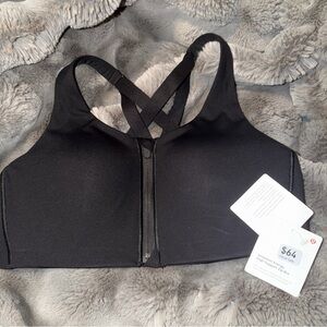 NWT Lululemon Energy Zip-Front Bra Sz 36 C Black Run Crossfit Gym High Support